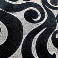 Black and Grey Leaf Upholstery Fabric