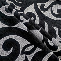 Black and Grey Leaf Upholstery Fabric