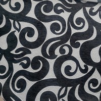 Black and Grey Leaf Upholstery Fabric