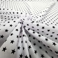 Polycotton Stars - Black on White