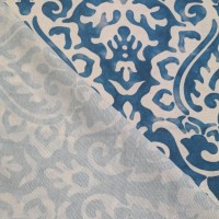 Digital Natural Linen Teal Damask