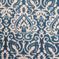 Digital Natural Linen Teal Damask