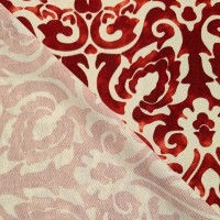 Digital Natural Linen Burnt Orange Damask