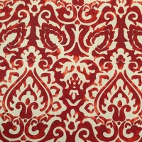 Digital Natural Linen Burnt Orange Damask