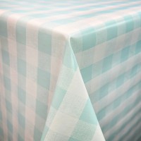 Tablecloth Gingham Vinyl PVC Duck Egg Blue