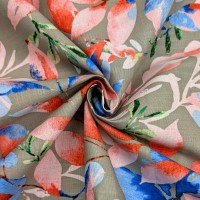 Floral Linen Spandex Beige