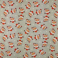 Christmas Polycotton FOXES WITH SANTA HATS