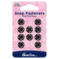 Snap Fasteners: Sew-on: Black: 11mm