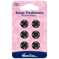 Snap Fasteners: Sew-on: Black: 13mm