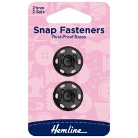 Snap Fasteners: Sew-on: Black: 21mm