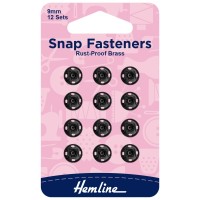 Snap Fasteners: Sew-on: Black: 9mm