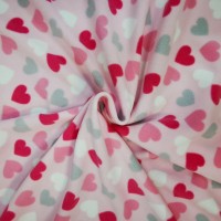 Antipill Fleece - HEARTS ON BABY PINK