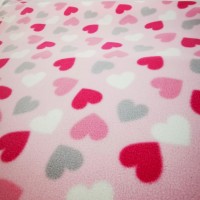 Antipill Fleece - HEARTS ON BABY PINK