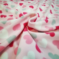 Antipill Fleece - HEARTS ON BABY PINK