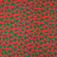 Christmas Polycotton HOLLY ON RED