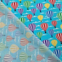 100% Cotton HOT AIR BALLOONS TURQUOISE