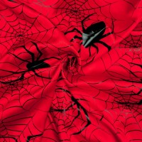 Halloween Fabric Large spiders on Red