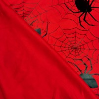 Halloween Fabric Large spiders on Red