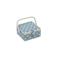 Sewing Box (S): Square: Grey Linen Polka Dot