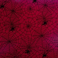 Halloween Fabric Black Spiderwebs on Maroon