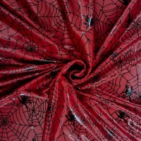 Halloween Fabric Black Spiderwebs on Maroon