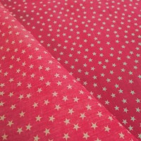 Star Print Polycotton - White Stars on Pink