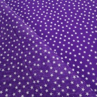 Star Print Polycotton - White Stars on Purple