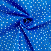 Star Print Polycotton - White Stars on Royal Blue