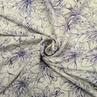 Digital Natural Linen Blue Vintage Flowers