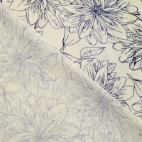 Digital Natural Linen Blue Vintage Flowers