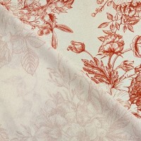 Digital Natural Linen Burnt Orange Vintage Flowers