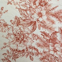 Digital Natural Linen Burnt Orange Vintage Flowers