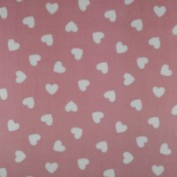 Antipill Fleece - WHITE HEARTS ON BABY PINK DESIGN 1