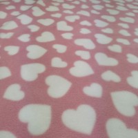 Antipill Fleece - WHITE HEARTS ON BABY PINK Design 2