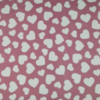 Antipill Fleece - WHITE HEARTS ON BABY PINK Design 2