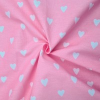 Polycotton Canvas - Baby Pink Hearts