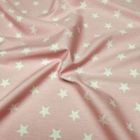 100% Cotton Stars WHITE ON BABY PINK