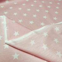 100% Cotton Stars WHITE ON BABY PINK