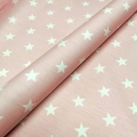 100% Cotton Stars WHITE ON BABY PINK