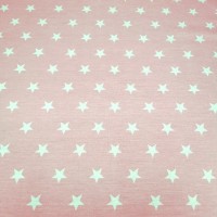 100% Cotton Stars WHITE ON BABY PINK