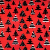 Christmas Anti Pill Fleece - XMAS TREES RED