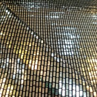 MIRROR SEQUIN SPANDEX - SILVER RECTANGLES ON BLACK