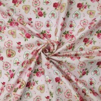 100% Cotton - Vintage Hearts and Roses