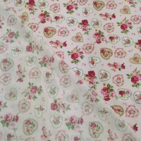 100% Cotton - Vintage Hearts and Roses