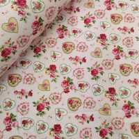 100% Cotton - Vintage Hearts and Roses