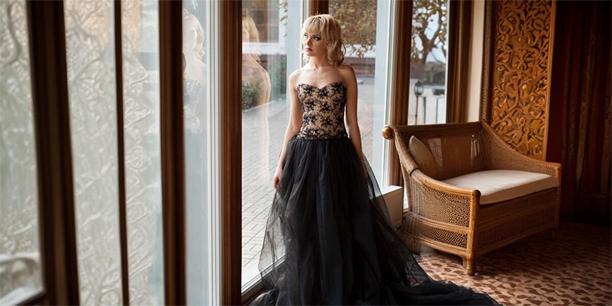 Woman in Organza Fabric Dress