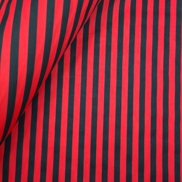 Polycotton Stripes RED & BLACK