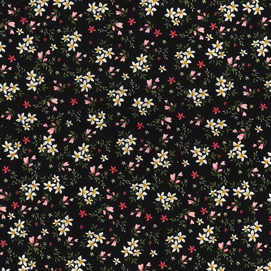 Floral Poplin Design 20 - Black