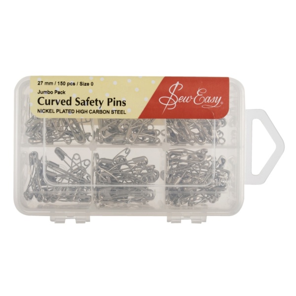 Safety Pins: Curved: 27mm: 150 Pieces