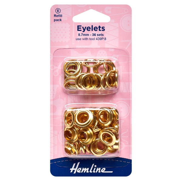 Eyelets Refill Pack: 8.7mm: Gold and Brass